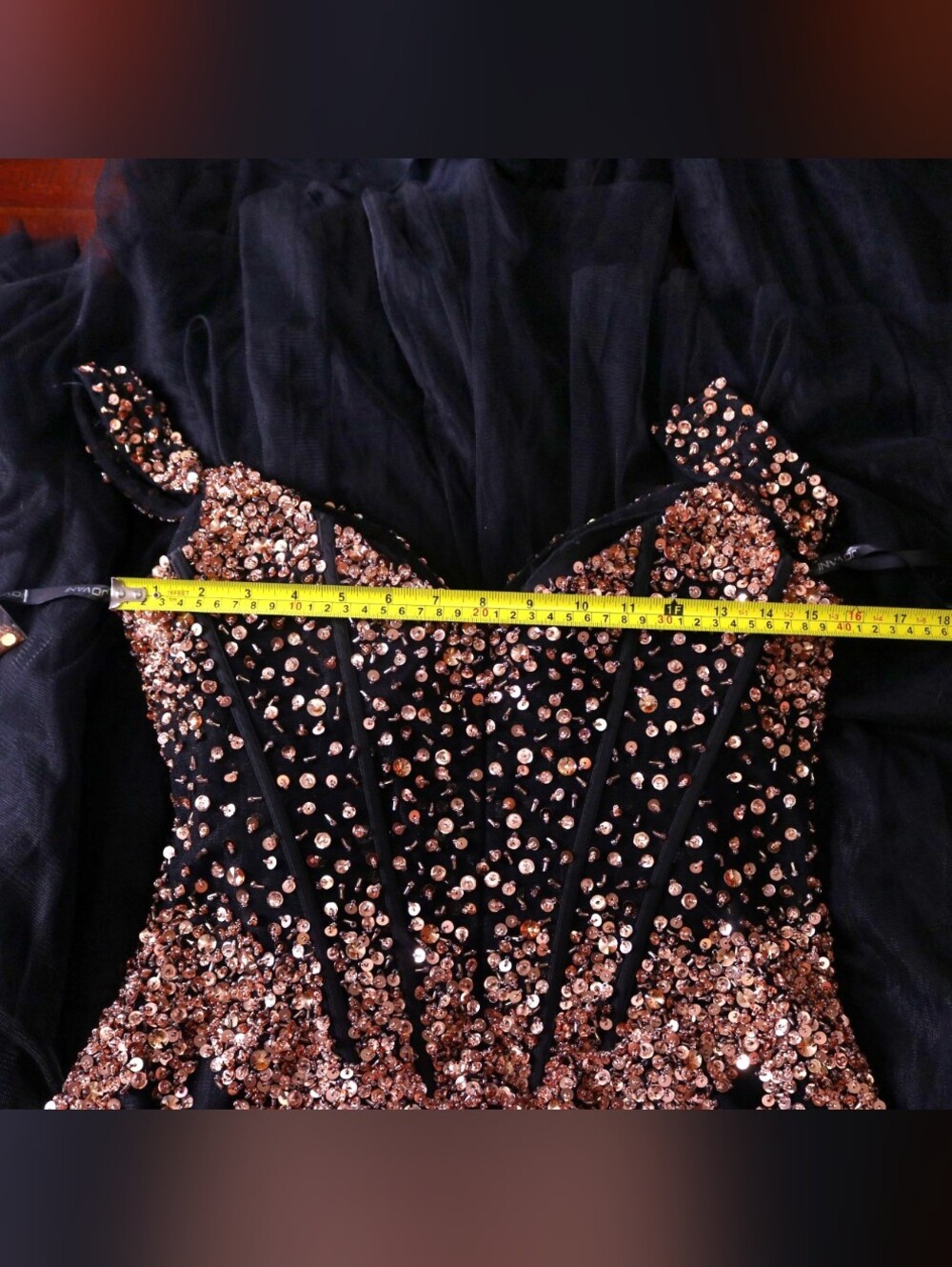 NWT Jovani 51115 Black Rose Gold Sequin Mermaid Gown Size 10 - Picture 10 of 13